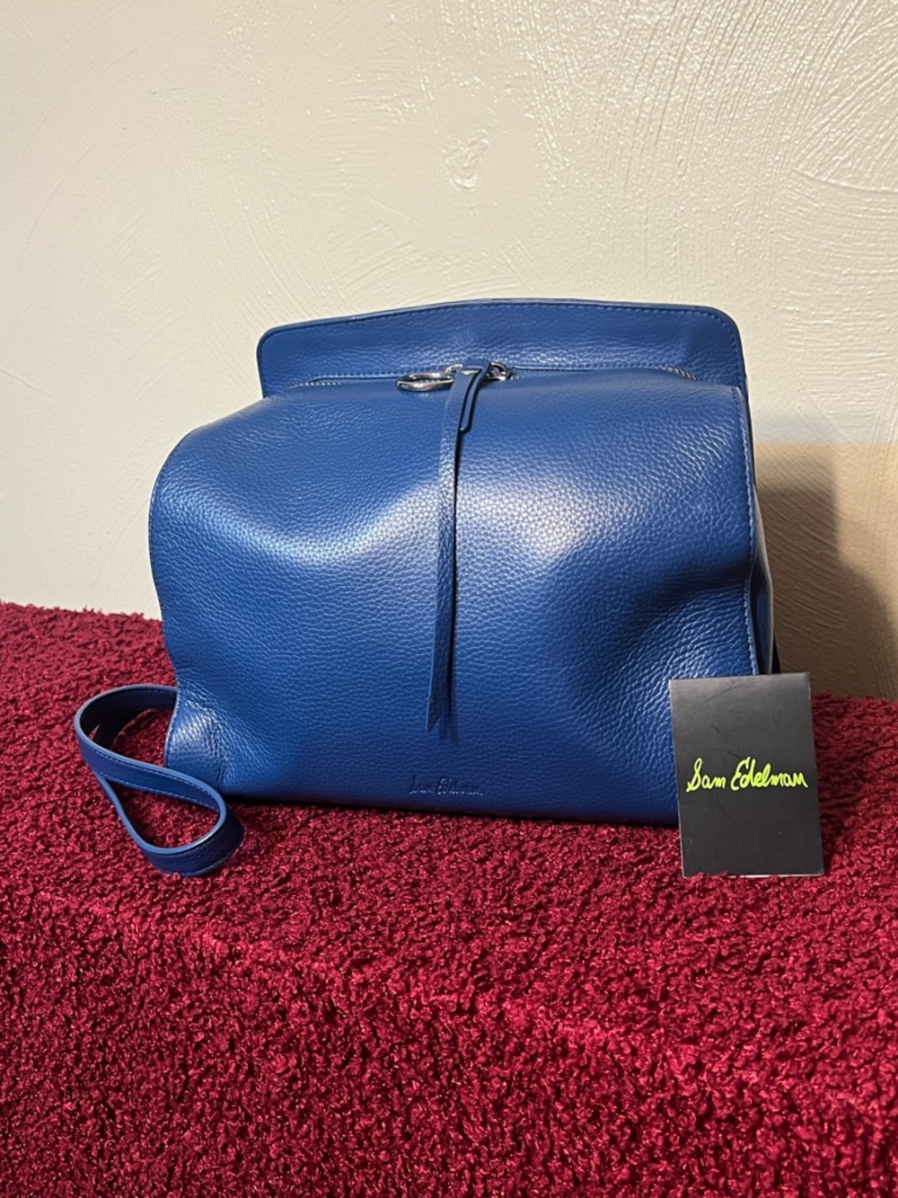 Sam Edelman Blue Pebbled Leather Crossbody Bag purse